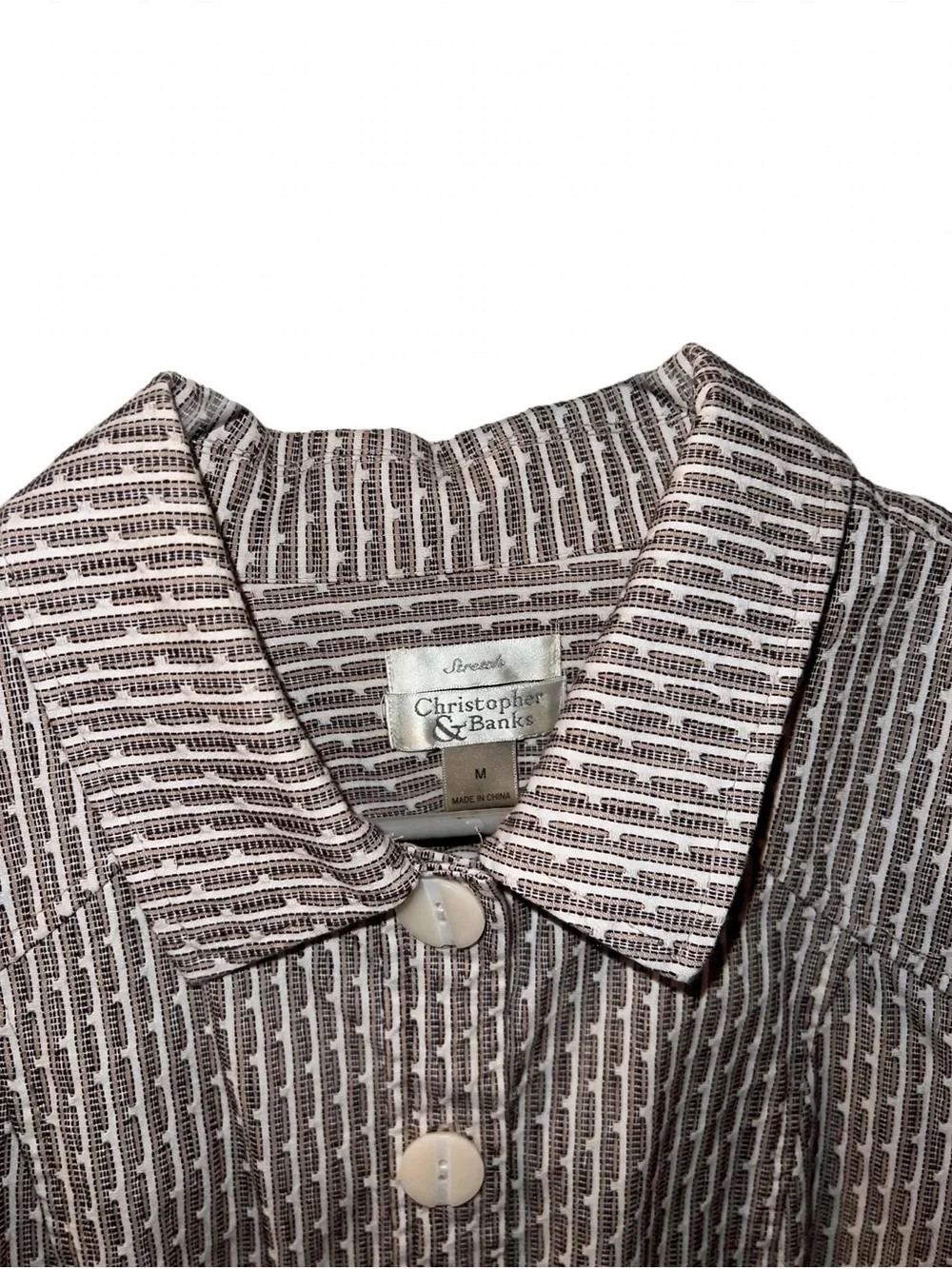 Christopher & Banks Stretch Textured Peplum Jacket  flare ruffle Medium